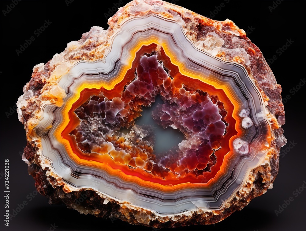 Fototapeta premium Polished Geode Crystal Natural Beauty Isolated on White Background AI Generated