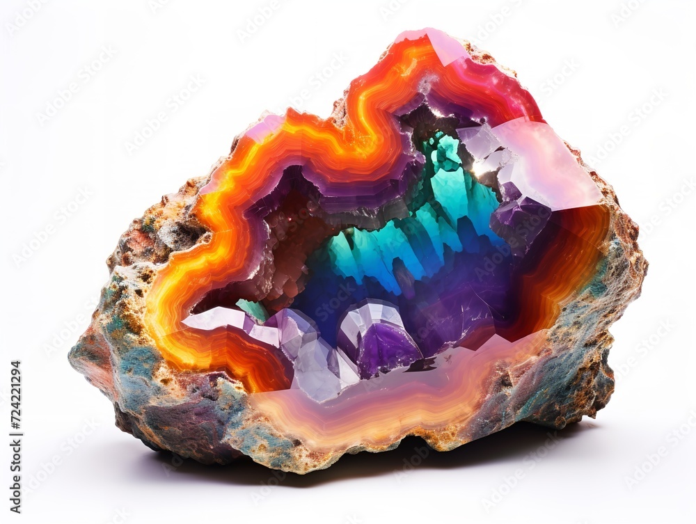 Polished Geode Crystal Natural Beauty Isolated on White Background AI Generated Polished Geode Crystal Natural Beauty Isolated on White Background AI Generated