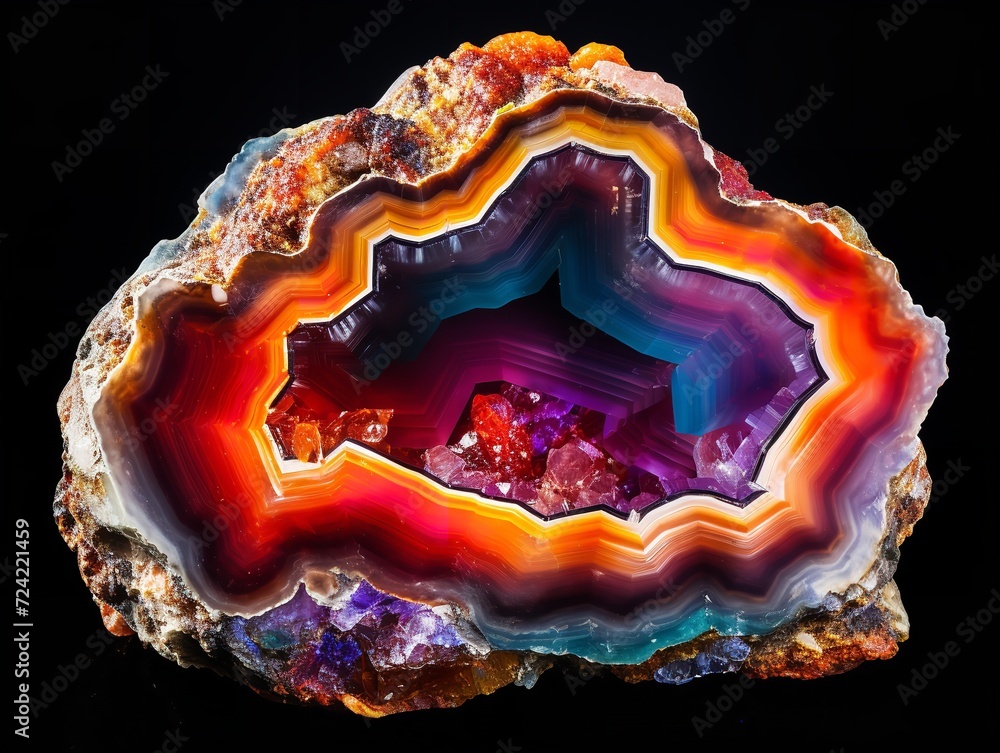 Fototapeta premium Polished Geode Crystal Natural Beauty Isolated on White Background AI Generated