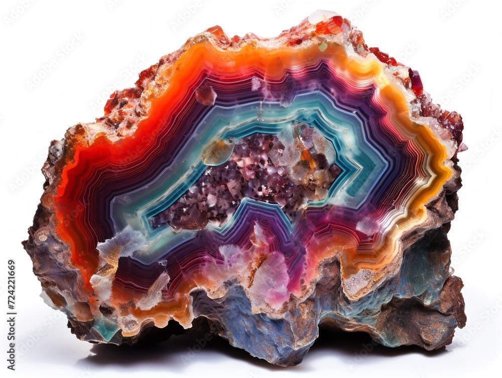 Fototapeta premium Polished Geode Crystal Natural Beauty Isolated on White Background AI Generated