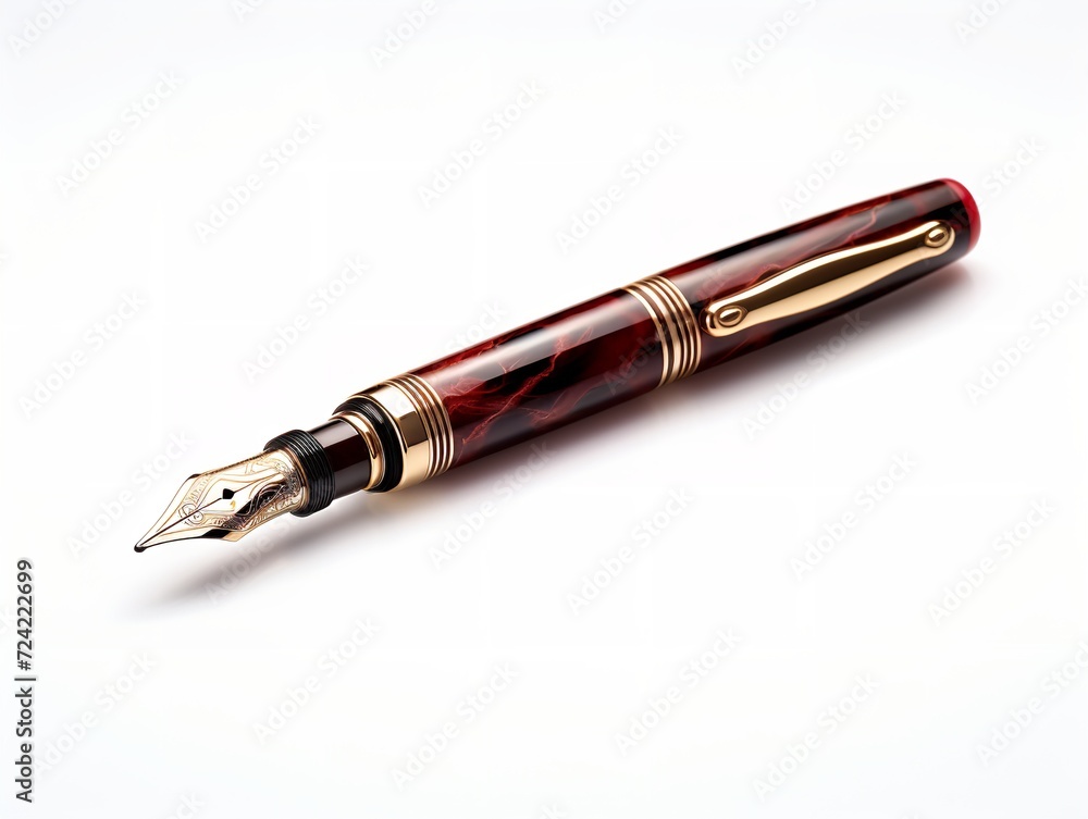 Luxurious Fountain Pen Isolated on White Background AI Generated