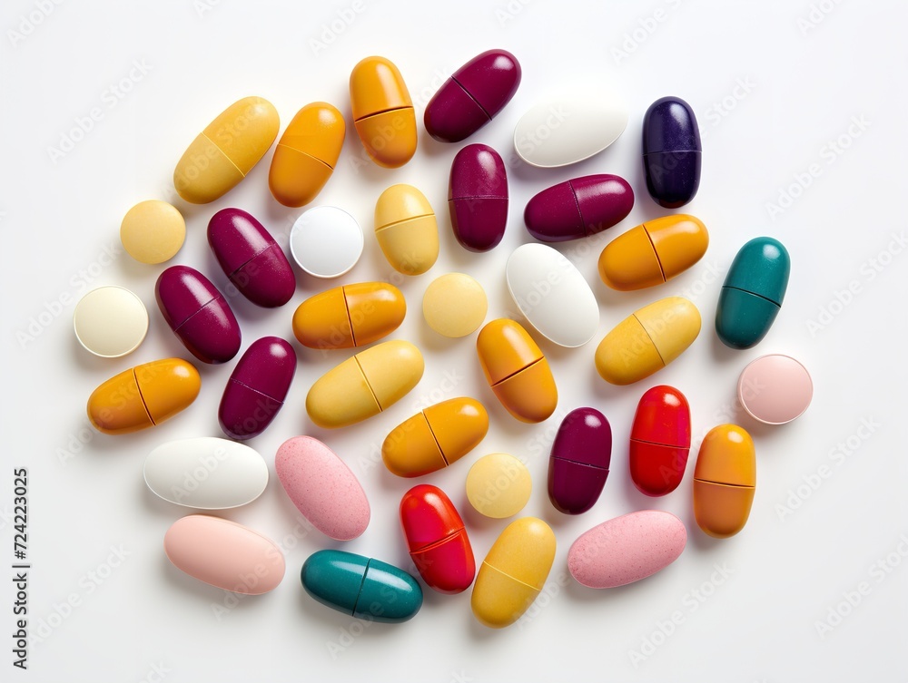 Stack of Colorful Medical Pills Health Treatment Isolated on White Background AI Generated Stack of Colorful Medical Pills Health Treatment Isolated on White Background AI Generated