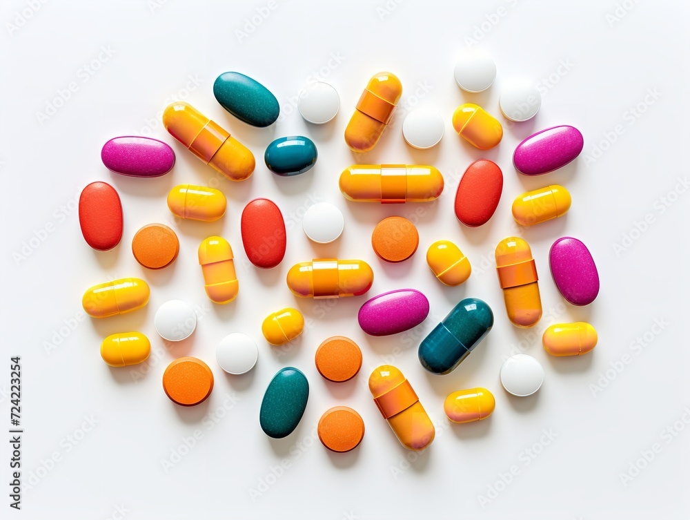 Stack of Colorful Medical Pills Health Treatment Isolated on White Background AI Generated Stack of Colorful Medical Pills Health Treatment Isolated on White Background AI Generated