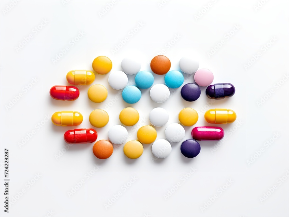 Stack of Colorful Medical Pills Health Treatment Isolated on White Background AI Generated Stack of Colorful Medical Pills Health Treatment Isolated on White Background AI Generated