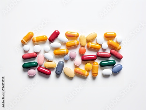 Stack of Colorful Medical Pills Health Treatment Isolated on White Background AI Generated