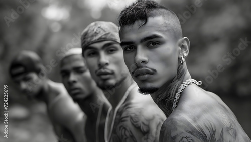 Imagen de pandilleros latinos con tatuajes  photo