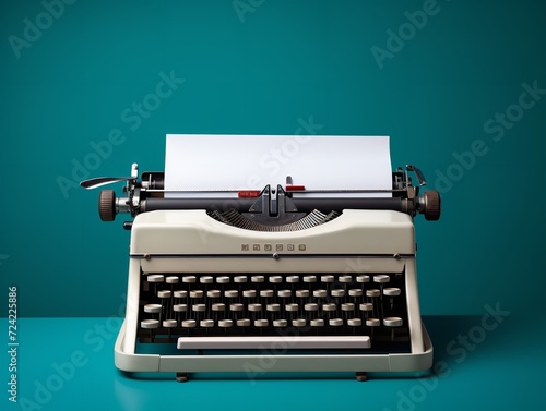 Obraz na płótnie Vintage Typewriter Blank Paper Retro Writing Isolated on White Background AI Generated w salonie