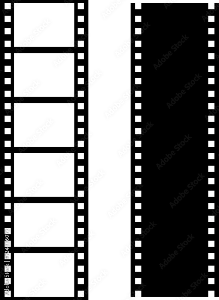 Grunge film strips collection. Old retro cinema movie strip video recording. Vector .