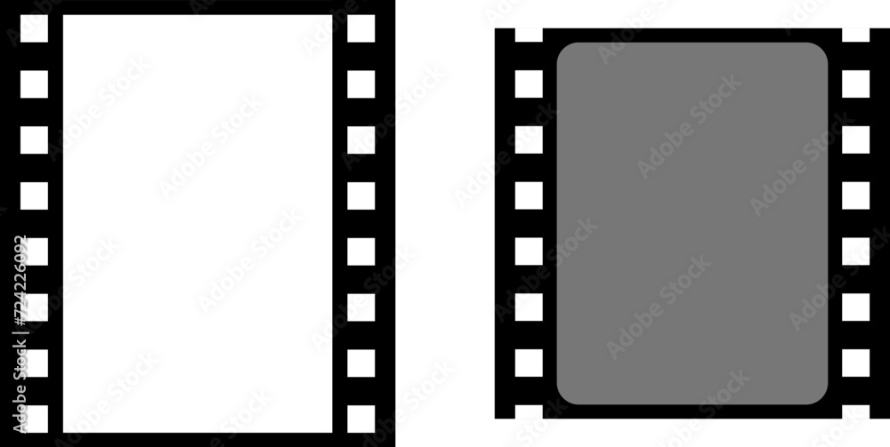 Grunge film strips collection. Old retro cinema movie strip video recording. Vector .