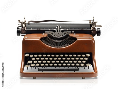 Vintage Typewriter Blank Paper Retro Writing Isolated on White Background AI Generated