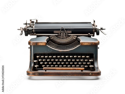 Vintage Typewriter Blank Paper Retro Writing Isolated on White Background AI Generated