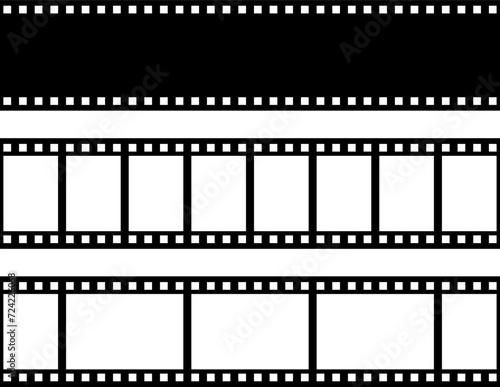 Grunge film strips collection. Old retro cinema movie strip video recording. Vector .