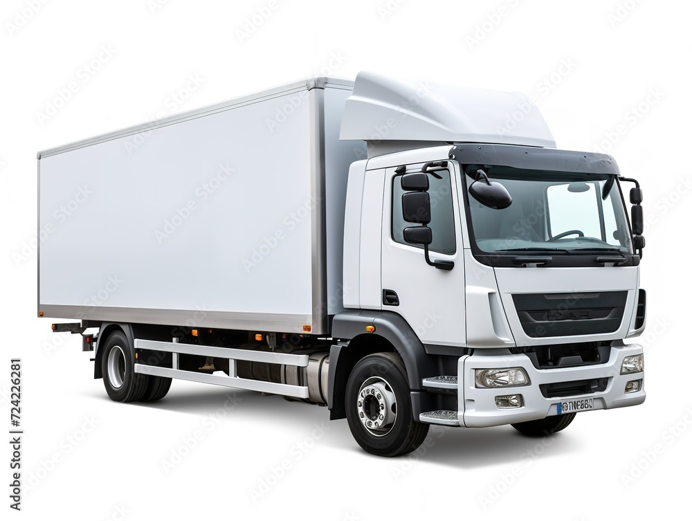 White Delivery Car Side View Commercial Shipping Isolated on White Background AI Generated