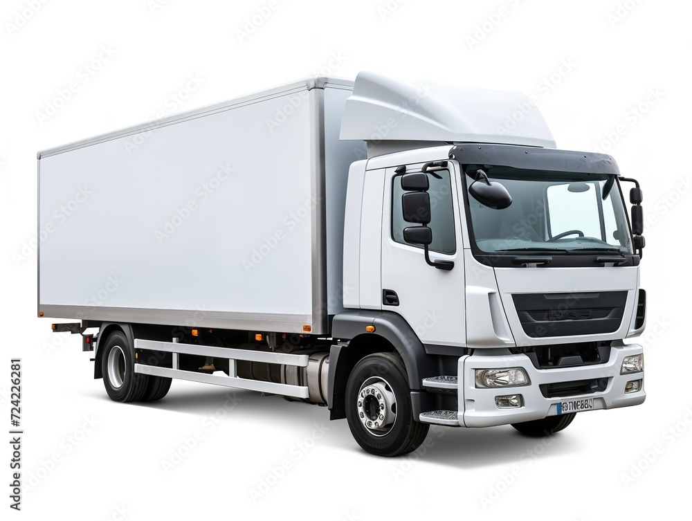 White Delivery Car Side View Commercial Shipping Isolated on White Background AI Generated White Delivery Car Side View Commercial Shipping Isolated on White Background AI Generated