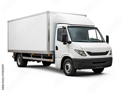 White Delivery Car Side View Commercial Shipping Isolated on White Background AI Generated