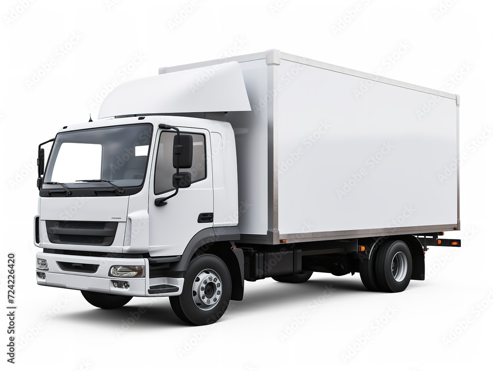 White Delivery Car Side View Commercial Shipping Isolated on White Background AI Generated White Delivery Car Side View Commercial Shipping Isolated on White Background AI Generated
