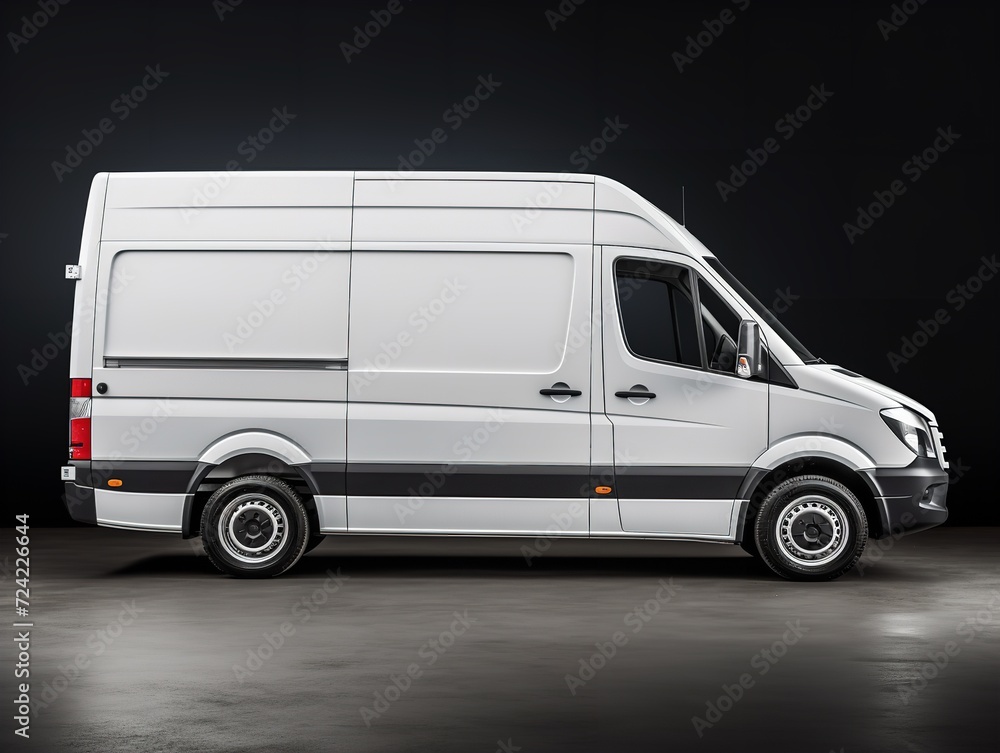 White Delivery Car Side View Commercial Shipping Isolated on White Background AI Generated White Delivery Car Side View Commercial Shipping Isolated on White Background AI Generated