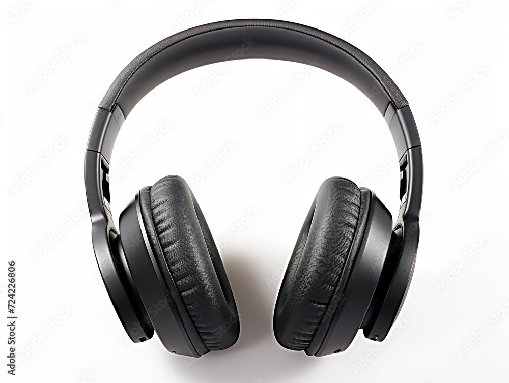 Sleek Black Wireless Headphones Audio Gear Isolated on White Background AI Generated Sleek Black Wireless Headphones Audio Gear Isolated on White Background AI Generated