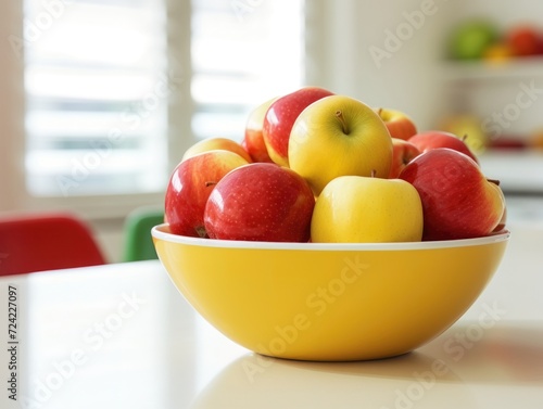 Apple Fresh Fruit in bawl. Juicy whole apple mix  realistic  detailed. Grocery product package  advert