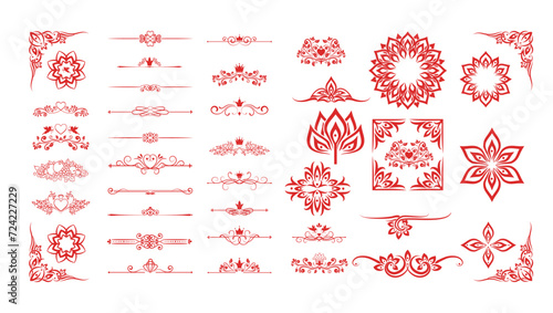 Big collection of vector calligraphic flourishes for design mega collection of vector