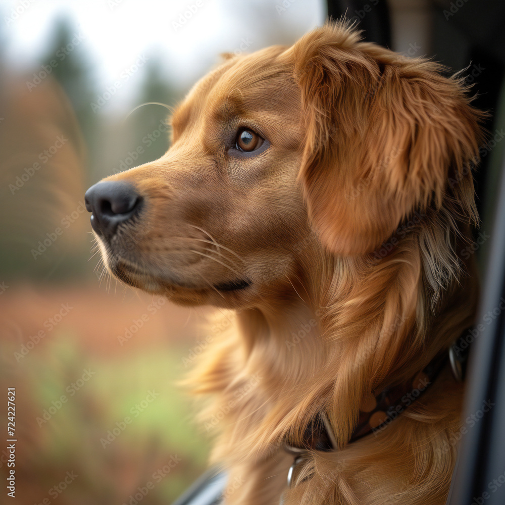 Golden Dog Staring At the Window 