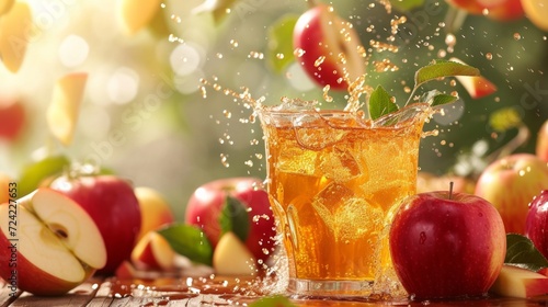 Beautiful background for apple juice advertising