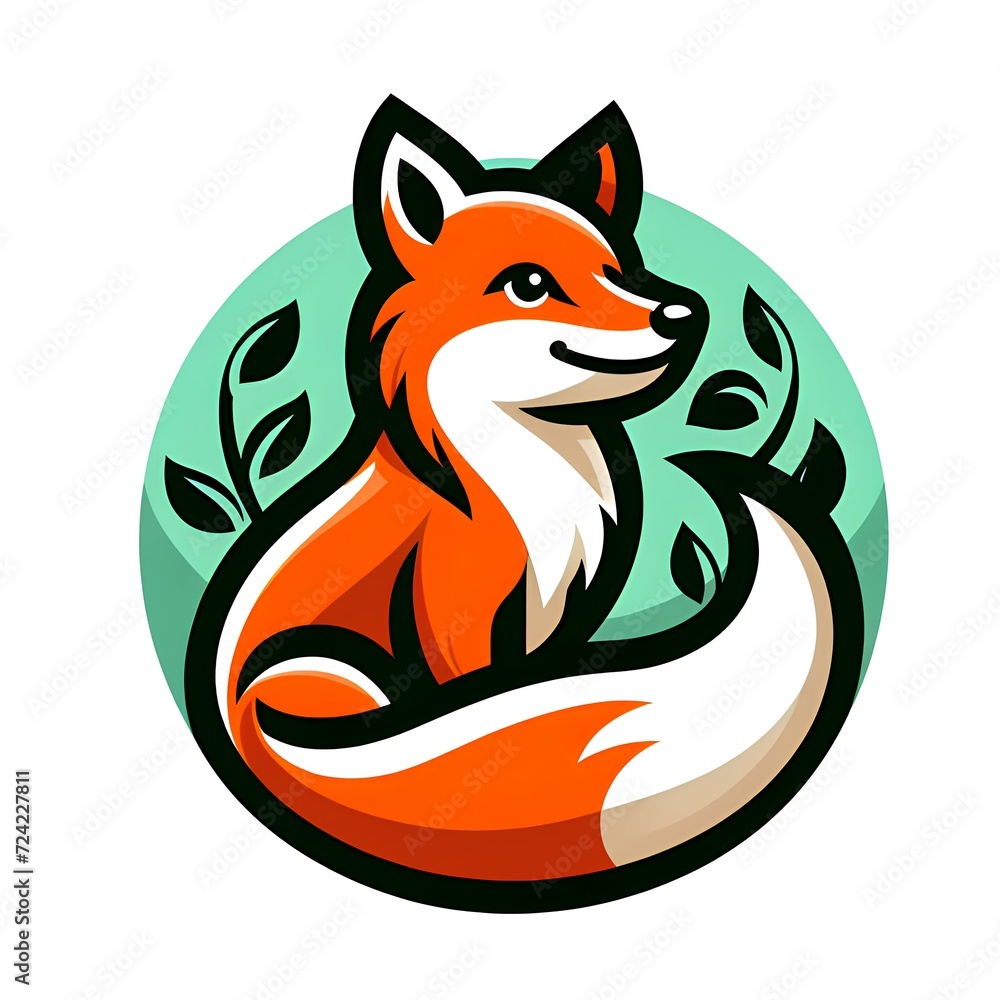 Logo illustration of a fox isolated on a white background	
