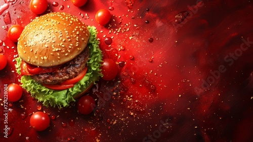 Beautiful background for beef burger advertising © olegganko