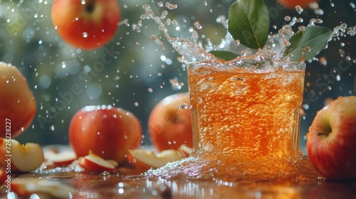 Beautiful background for apple juice advertising