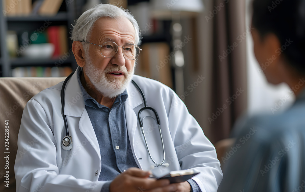 portrait of senior doctor talking with patient portrait of senior doctor talking with patient