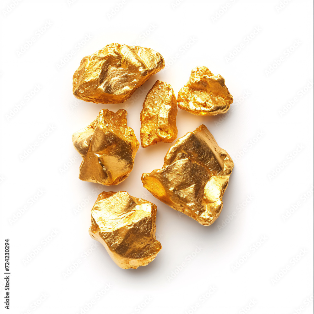 Allure of Gold: Rough Nuggets with a Luxurious Shine isolated on white background with full depth of field and deep focus fusion
Allure of Gold: Rough Nuggets with a Luxurious Shine isolated on white background with full depth of field and deep focus fusion