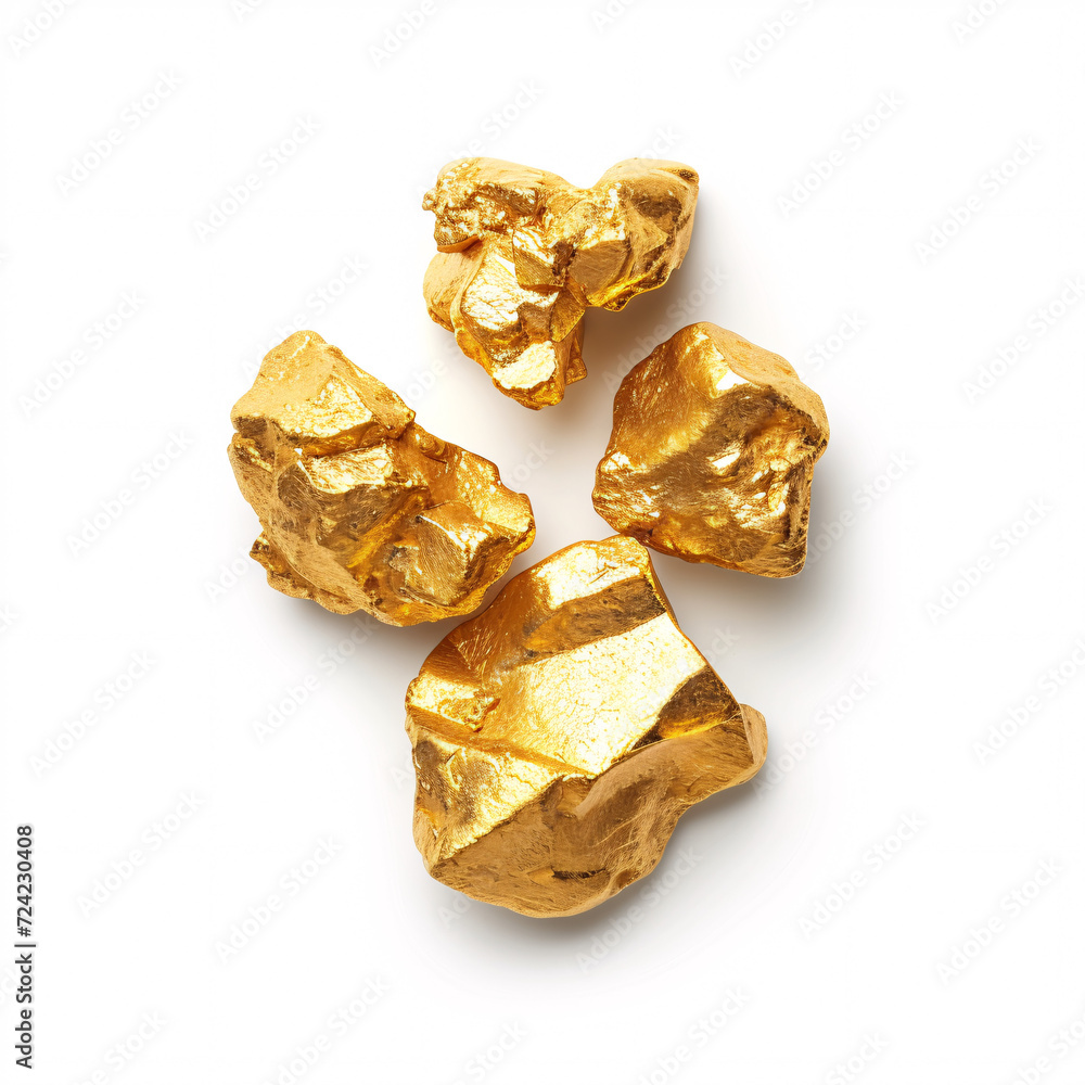 Allure of Gold: Rough Nuggets with a Luxurious Shine isolated on white background with full depth of field and deep focus fusion
Allure of Gold: Rough Nuggets with a Luxurious Shine isolated on white background with full depth of field and deep focus fusion