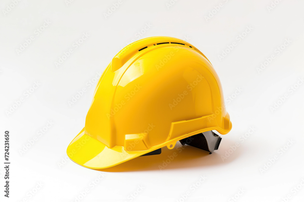 Yellow safety helmet on a white background, Engineering architecture concepts, Banner design Yellow safety helmet on a white background, Engineering architecture concepts, Banner design