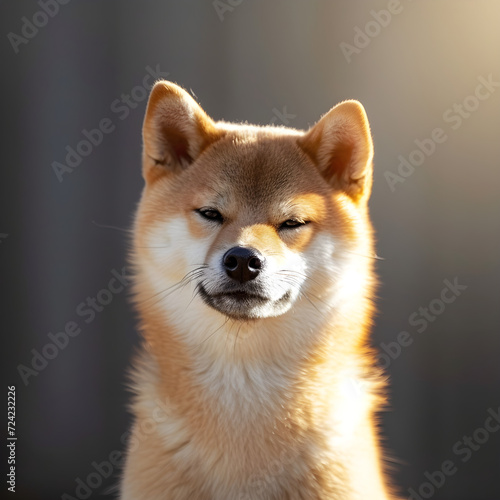 Attentive Shiba Inu Dog with Gleaming Reddish Golden Fur in Natural Sunlight, Shallow Depth of Field - Concept of Curiosity, Loyalty, and Pet Care © Marcos
