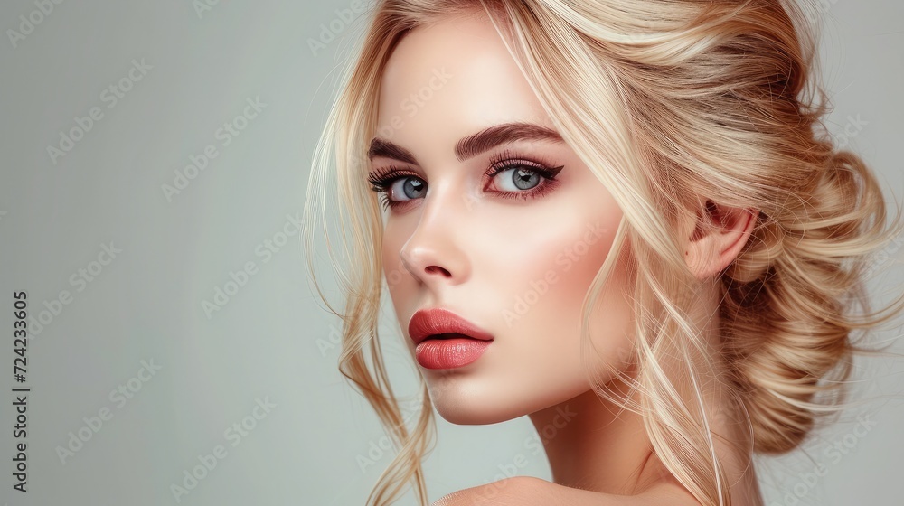 Beautiful Blond Woman. Hairstyle and Make-up. Beautiful Blond Woman. Hairstyle and Make-up.