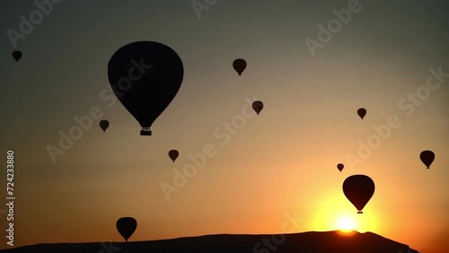 Turkiye, Cappadocia - 2th Sep 2023. Captured against the canvas of the Cappadocian sky, this video showcases the enchanting spectacle of a hot air balloon festival. The vibrant balloons rise gracefull