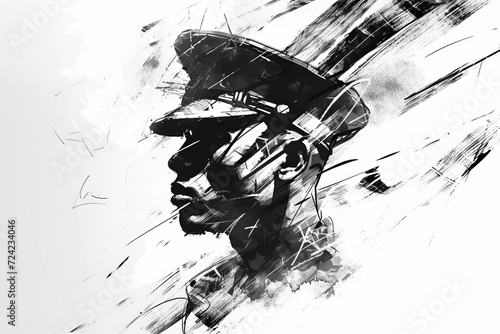 Wallpaper Mural Soldier, Memorial Day or Veterans Day, rough charcoal sketch. Torontodigital.ca