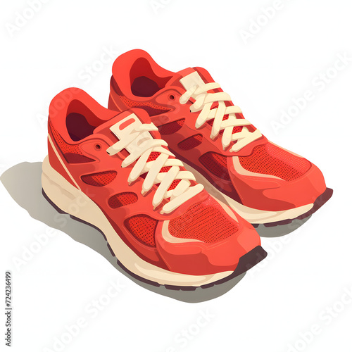Running shoes isolated on white background, isometry, png 