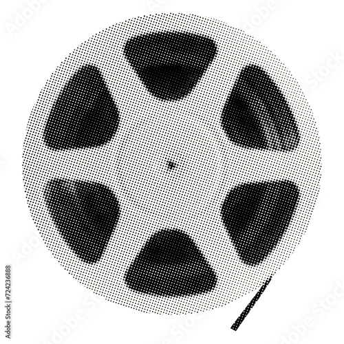 audio recording magnetic tape reel isolated retro pop art halftone effect collage element for mixed media design