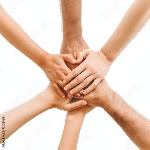 Family hands stacked in unity isolated on white background  vintage  png 
