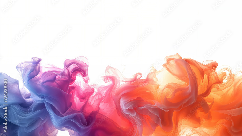 Colorful abstract smoke design flowing on white background for creative concepts