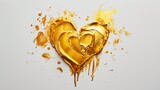 gold paint valentines heart on white background