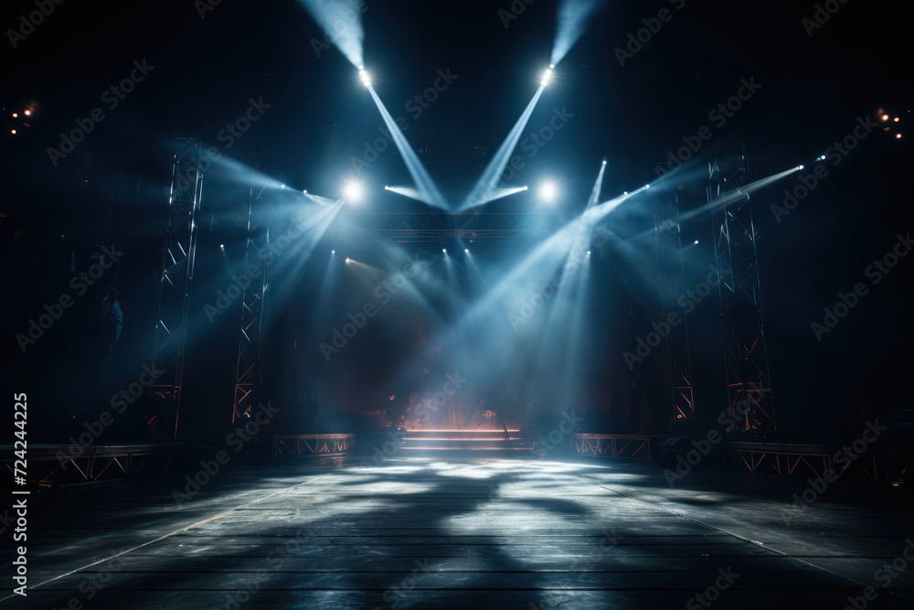 A spotlight illuminates a stage, centering attention on a performer and exemplifying the transformative role of light in the world of entertainment. Generative Ai.