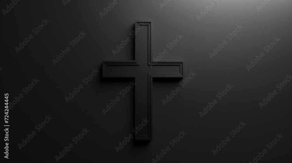 Black cross on a black background