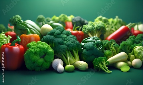 various vegetables  soup set  arranged on a green background