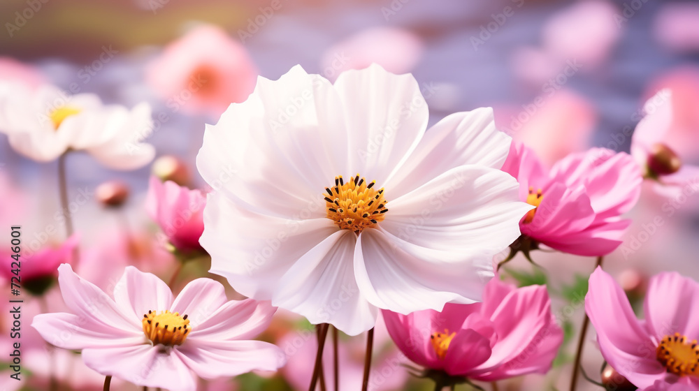 Fototapeta premium Cosmos flowers isolated on white background