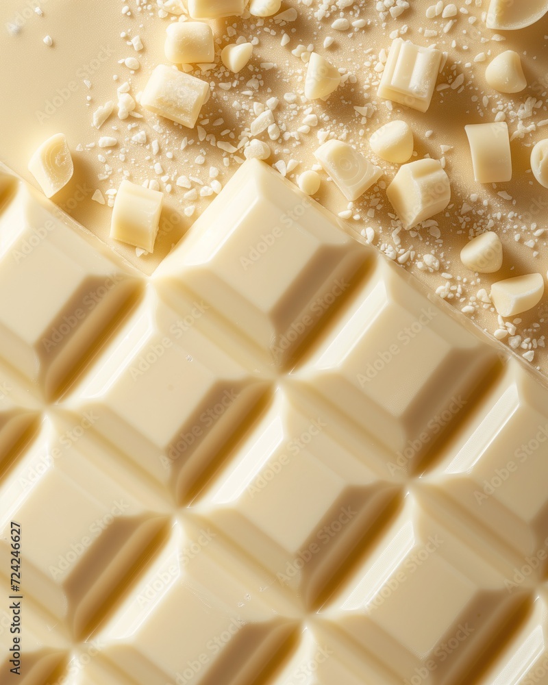 White chocolate bars. Shot of sweets for decoration of a store, coffee shop or cafe White chocolate bars. Shot of sweets for decoration of a store, coffee shop or cafe