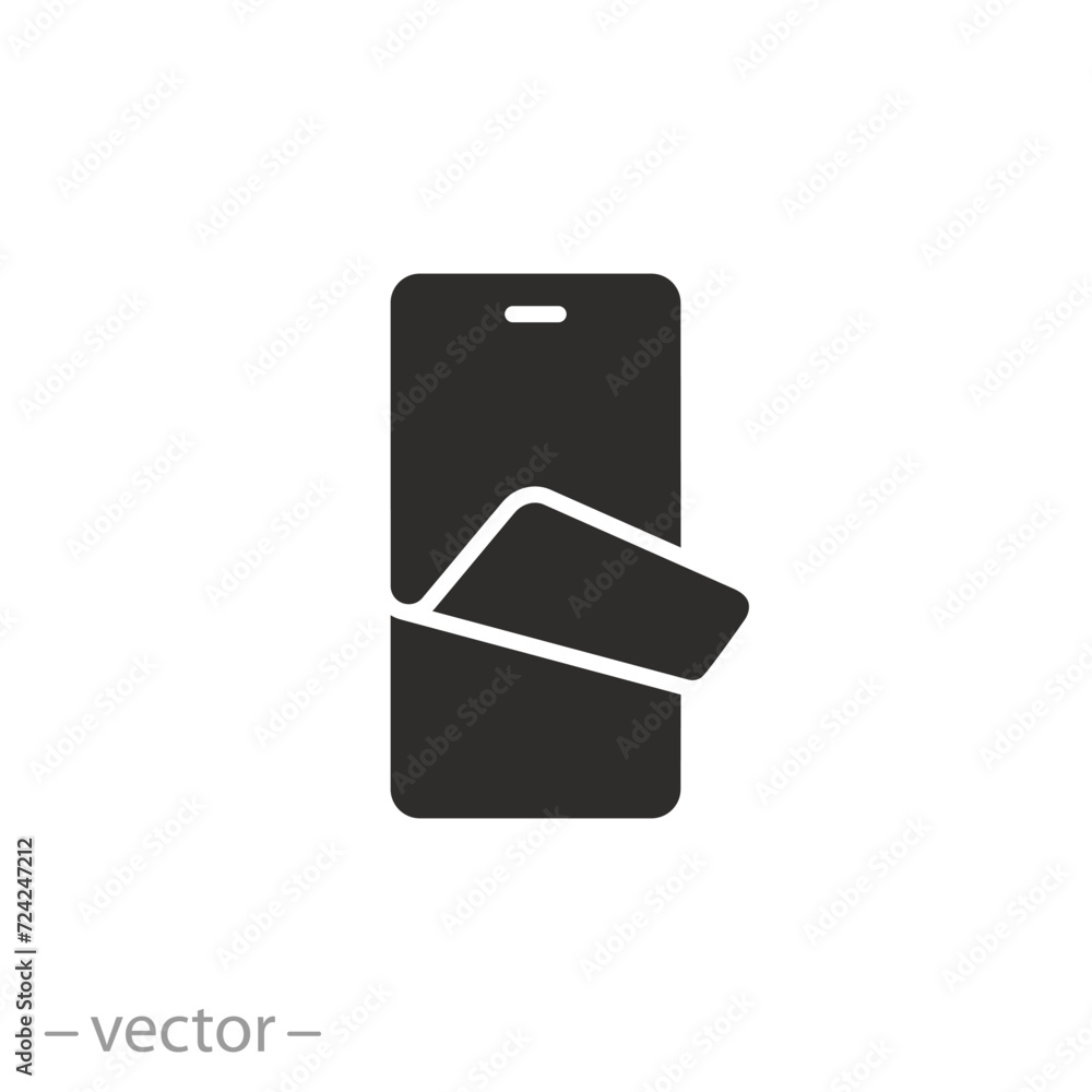 screen protector icon, barrier of protect layer, protective film for phone, flat symbol on white background - vector illustration screen protector icon, barrier of protect layer, protective film for phone, flat symbol on white background - vector illustration
