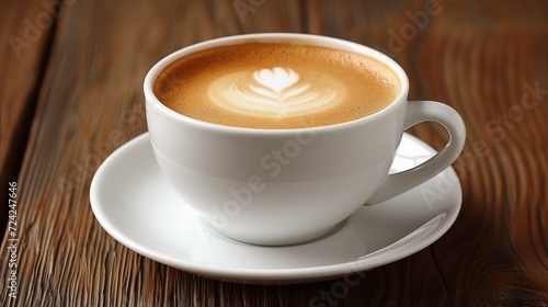 Cup of Coffee on Saucer on Wooden Table