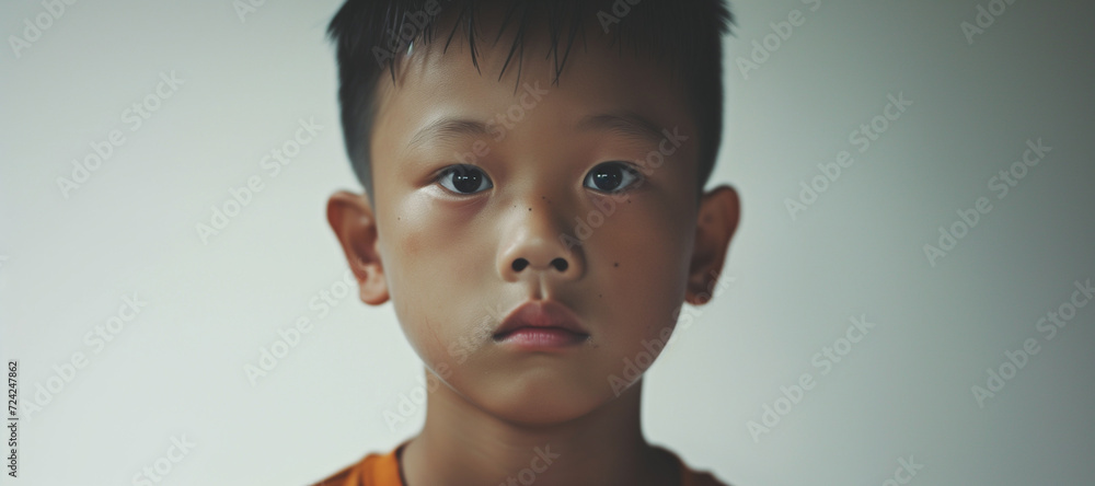 a photograph of a young asian man wearing a necklace in front of a light gray background a photograph of a young asian man wearing a necklace in front of a light gray background